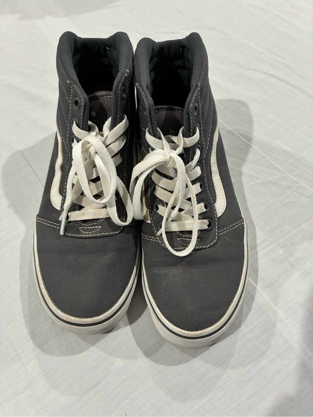 Vans Gray and White High-Top Canvas Sneakers